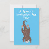 可愛いオッターパーソナライズされたマンガの誕生日 招待状 (裏面)