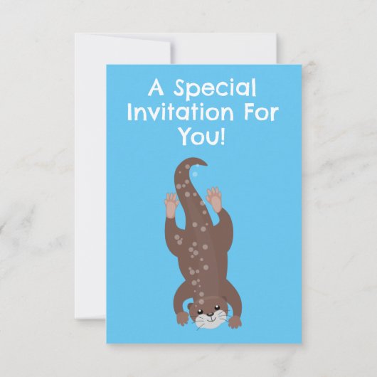 可愛いオッターパーソナライズされたマンガの誕生日 招待状 (裏面)