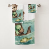 可愛いオッターパーソナライズされた バスタオルセット (インサイチュ)