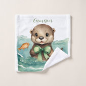 可愛いオッターパーソナライズされた バスタオルセット (ウォッシュタオル)