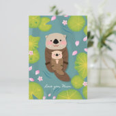 可愛いオッターマザーのデイカード – Love You Mum サンキューカード (スタンド正面)