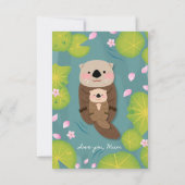 可愛いオッターマザーのデイカード – Love You Mum サンキューカード (裏面)