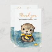 可愛いオッター男女兼用赤ちゃんシャワーありがとう サンキューカード (正面/裏面)