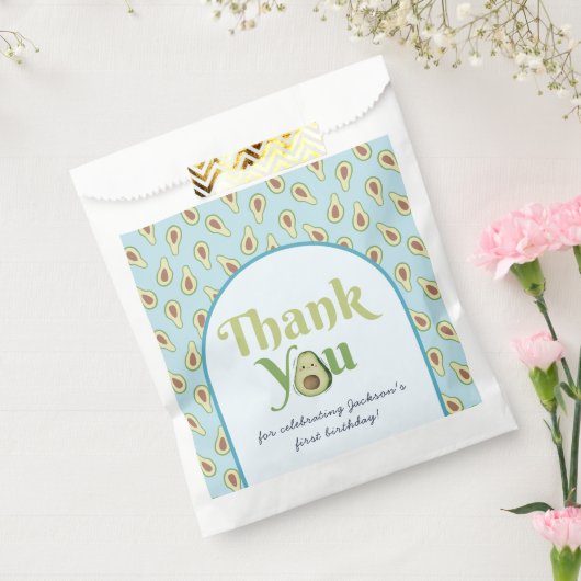 可愛いオネダーフルアボカド1stバースデサンキューィーカード フェイバーバッグ (封をした状態)