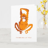 可愛いオランウタン考えの皆さん – 動物 カード (黄色い花)