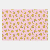 可愛いオランウタン、バナナ、ピンクのトロピカル葉 ラッピングペーパーシート (正面2)