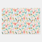 可愛いオランウタン、バナナ、ピンクのトロピカル葉 ラッピングペーパーシート (正面)