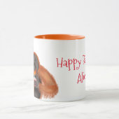 可愛いオランウータン誕生日のパーソナライズされたマグカップ マグカップ (中央)