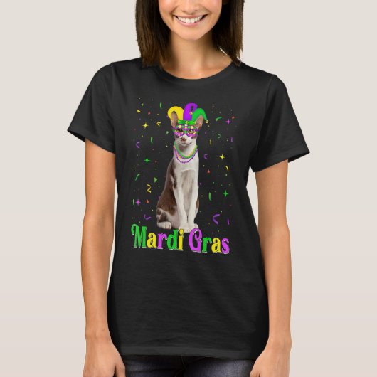 可愛いオリエンタルおもしろいキャットアニマルディグラスC Tシャツ (正面)