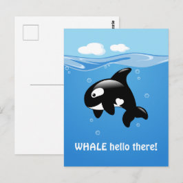 可愛いオルカWHALE (Well)こんにちは ポストカード