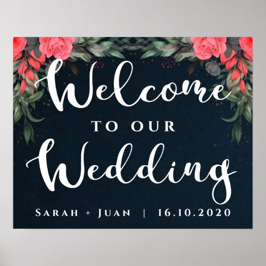 可愛いオレンジかわいらし色のフローラが私たち結婚の ポスター (正面)