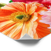 可愛いオレンジと明るいピンクのフローラウェルカムサイン ポスター (角)