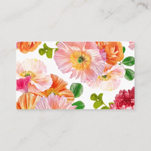 可愛いオレンジと明るいピンクのフローラディスプレイシャワー エンクロージャーカード (裏面)