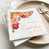 可愛いオレンジと明るいピンクのフローラブライダルシャワー スタンダードランチョンナプキン