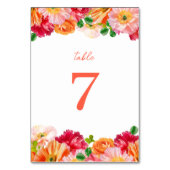 可愛いオレンジと明るいピンクのフローラブライダルシャワー テーブルナンバー (正面)