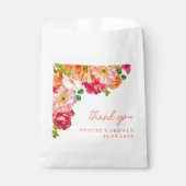 可愛いオレンジと明るいピンクのフローラブライダルシャワー フェイバーバッグ (正面)