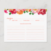 可愛いオレンジと明るいピンクのフローラレシピカード エンクロージャーカード (正面)