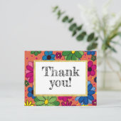 可愛いオレンジと明るいフローラ誕生日ありがとう ポストカード (スタンド正面)