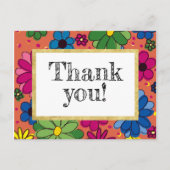 可愛いオレンジと明るいフローラ誕生日ありがとう ポストカード (正面)