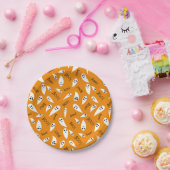 可愛いオレンジと白ハロウィーン幽霊ブパターン ペーパープレート (パーティー)