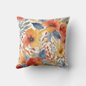 可愛いオレンジと赤い花水彩フローラ クッション (裏面)