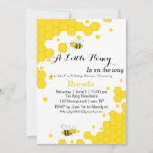 可愛いオレンジと黒いハチ |水色ハニカム 招待状 (正面)