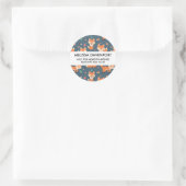 可愛いオレンジのキツネ動物のパターンのアドレス ラウンドシール (バッグ)