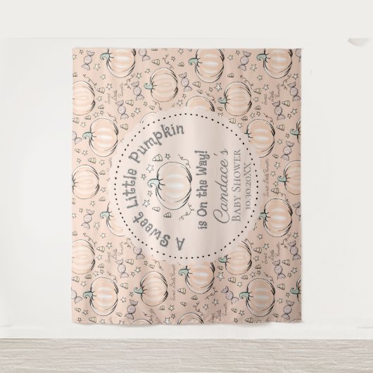 可愛いオレンジの小さなかぼちゃの赤ちゃんシャワー背景 タペストリー (正面)