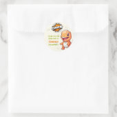 可愛いオレンジの恐竜Tレックスパーティーの人気ラウンド ラウンドシール (バッグ)