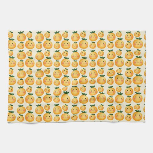 可愛いオレンジの果実 キッチンタオル (横)