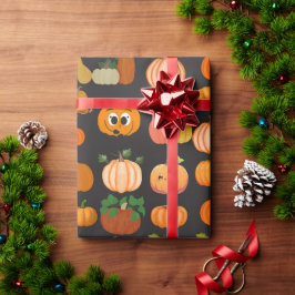 可愛いオレンジカボチャ柄のラッピング紙 ラッピングペーパー