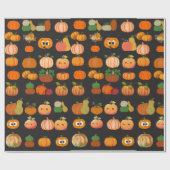 可愛いオレンジカボチャ柄のラッピング紙 ラッピングペーパー (フラット)