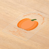 可愛いオレンジカボチャ男女兼用のベビーシャワー アクリル招待状 (レイダウン)