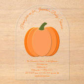 可愛いオレンジカボチャ男女兼用のベビーシャワー アクリル招待状 (正面)