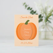 可愛いオレンジカボチャ男女兼用のベビーシャワー ポストカード (スタンド正面)