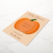 可愛いオレンジカボチャ男女兼用のベビーシャワー 箔シーズンカード (回転した状態)