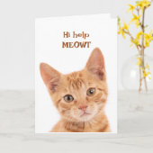 可愛いオレンジキッテンこんにちは動物おもしろいの様子 カード (黄色い花)