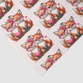 可愛いオレンジキツネのラブパターン 薄葉紙 (詳細)