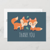 可愛いオレンジキツネグラフィックイラストレーションありがとう ポストカード (正面/裏面)