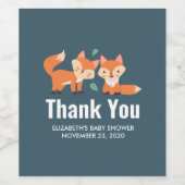 可愛いオレンジキツネグラフィックイラストレーションありがとう ワインラベル (シングルラベル)