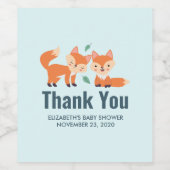 可愛いオレンジキツネグラフィックイラストレーションありがとう ワインラベル (シングルラベル)