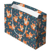 可愛いオレンジキツネ動物パターン誕生日 ラージペーパーバッグ (裏面アングル)