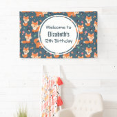 可愛いオレンジキツネ動物パターン誕生日 横断幕 (インサイチュ)