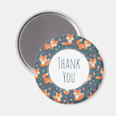 可愛いオレンジキツネ動物柄ありがとう マグネット (正面/裏面)