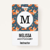 可愛いオレンジキツネ動物模様 バッジ (正面)