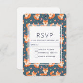 可愛いオレンジキツネ動物模様 出欠カード (正面/裏面)