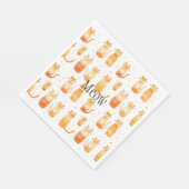 可愛いオレンジキャッツ誕生日紙ナプキン スタンダードランチョンナプキン (角)