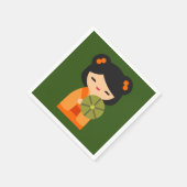 可愛いオレンジコケシ日本のの人形 スタンダードカクテルナプキン (角)