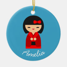 可愛いオレンジコケシ日本のの人形