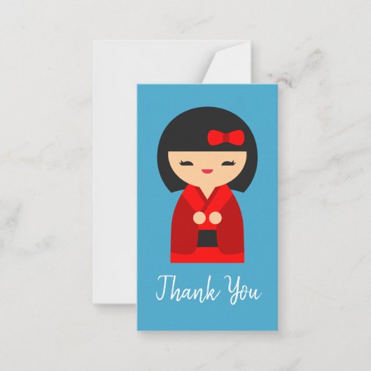 可愛いオレンジコケシ日本のの人形 ノートカード (正面)